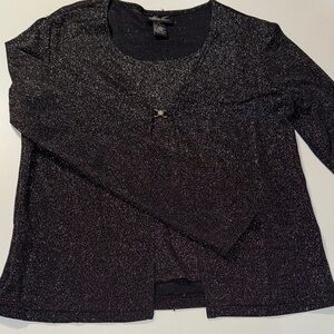 Vintage Kathie Lee‎ Collection Metallic Glittery Black NYE top